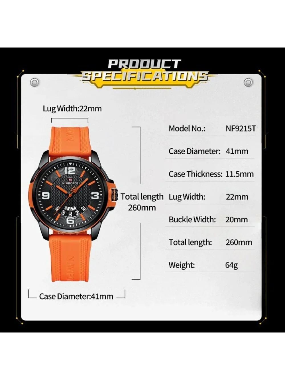 Unisex Orange Analog Quartz Silicone Strap Sport Military Waterproof Wrist Watch